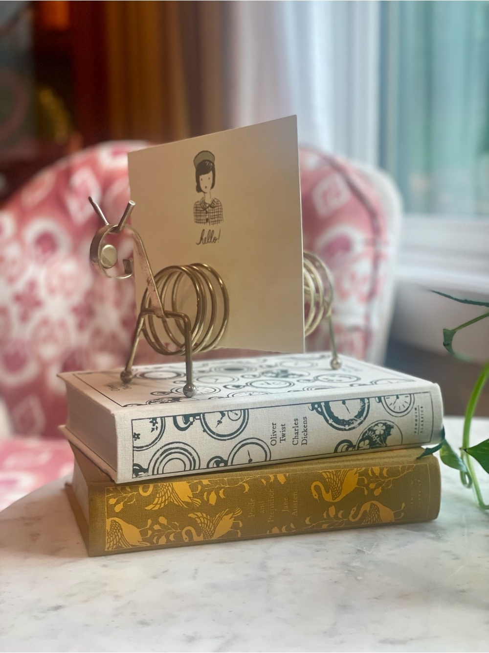 Vintage Gold Wire Animal Card Holder